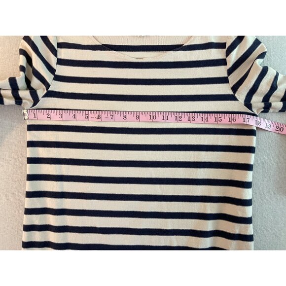 J. Crew Navy & Cream Striped 3/4 Sleeve Cotton Shirt Size S - Picture 4 of 7